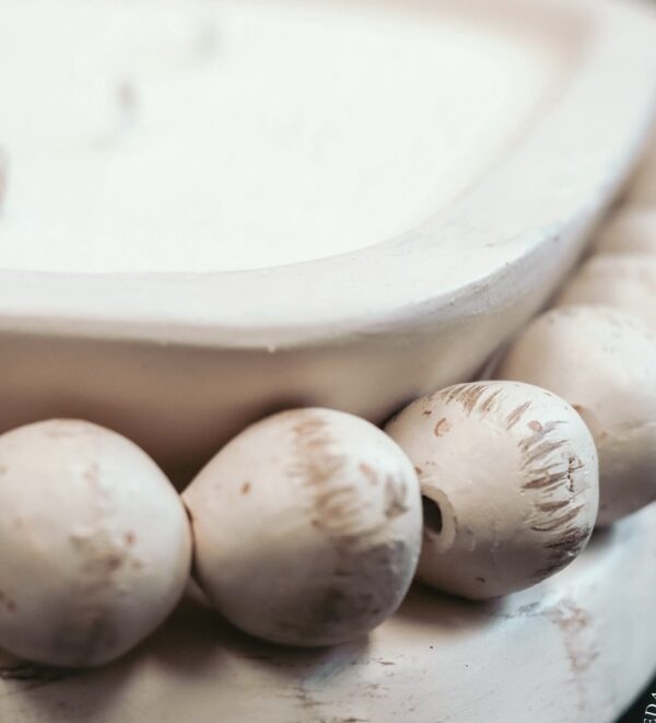 A close up of some white balls on a table