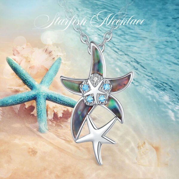 A necklace with two starfish on it