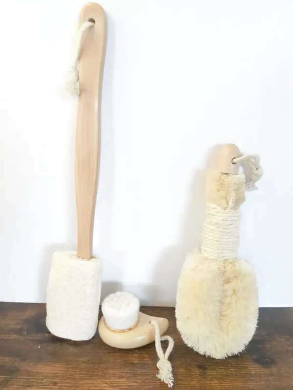 A wooden toilet brush and some white stuff