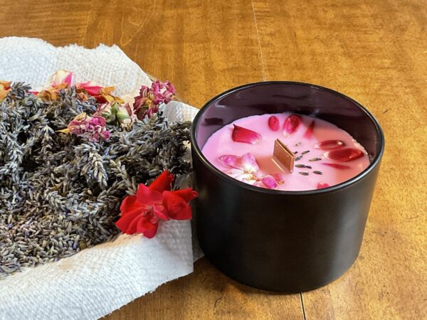 Homemade Rose Crackling Wood Wick - Rose Scented Candle Aroma Floral - Image 6