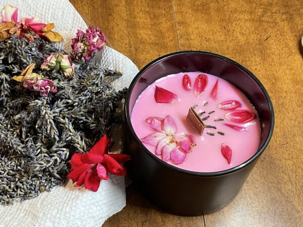Homemade Rose Crackling Wood Wick - Rose Scented Candle Aroma Floral - Image 7