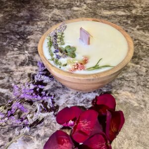 Handmade Soy Wax Candle, Floral Magnolia Scent, Round Wood Wick, Indoor Aromatherapy, Modern Style, 2.5 Inches, 11oz